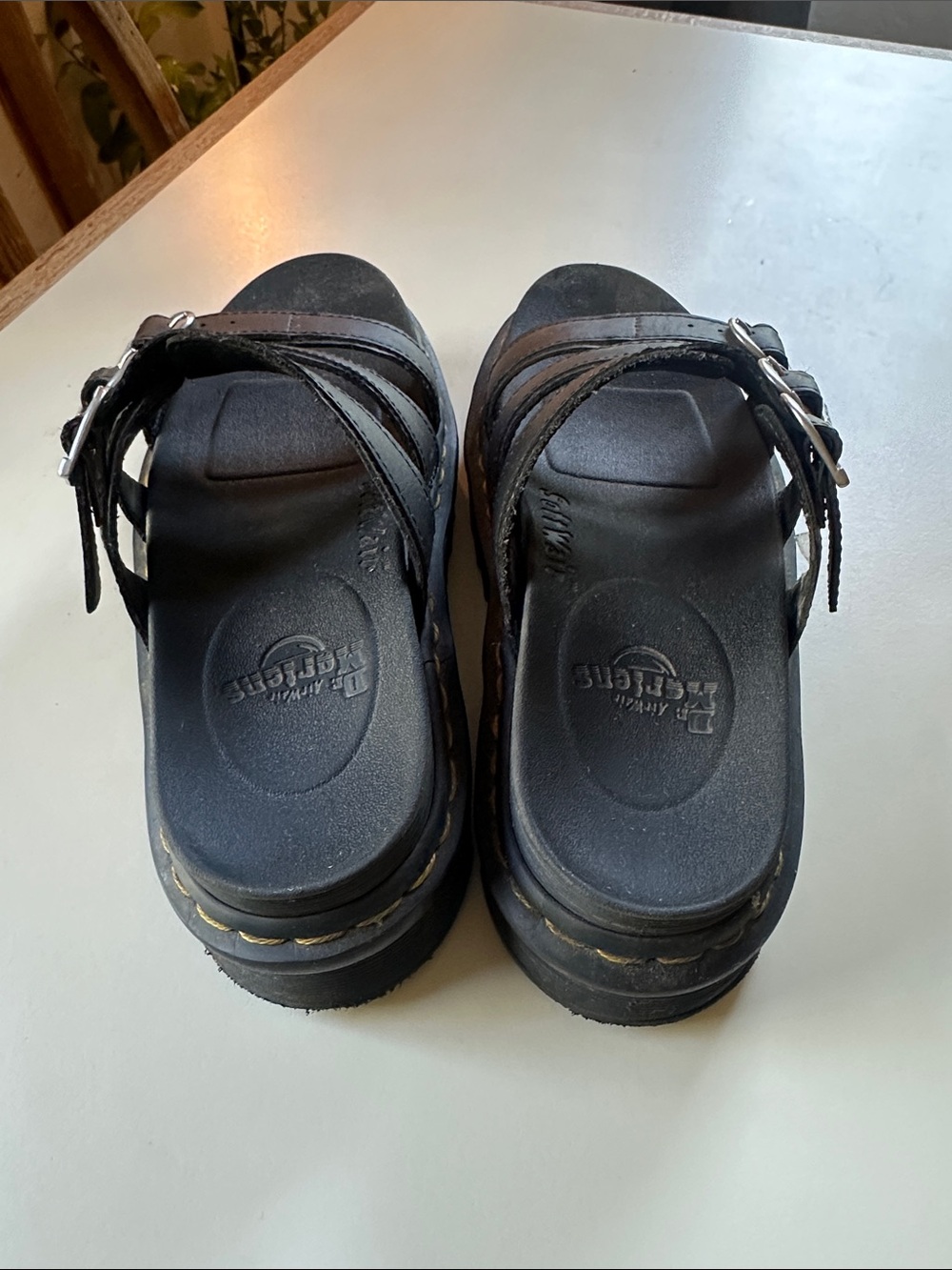 Dr. Martens Black Triple-Buckle Slide Sandals W8 - Picture 2 of 6
